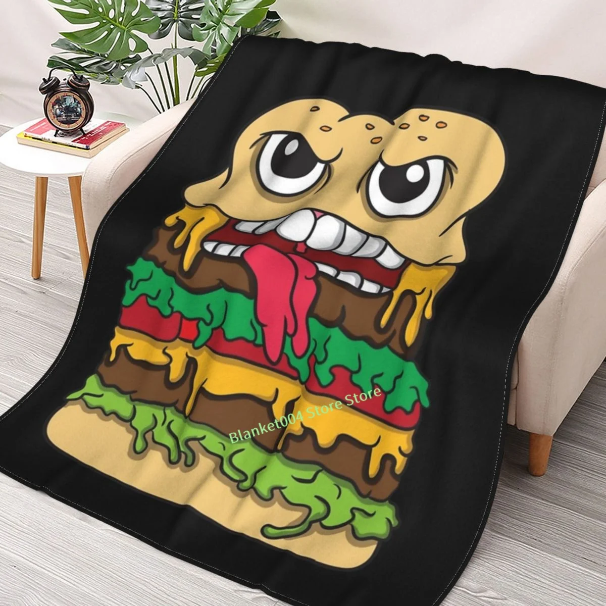 

Burger-Hamburger-Cheeseburger-Tshirt-Fastfood-Gift-Food-Frie-Long-Sleeve Throw Blanket printed sofa bedroom decorative blanket