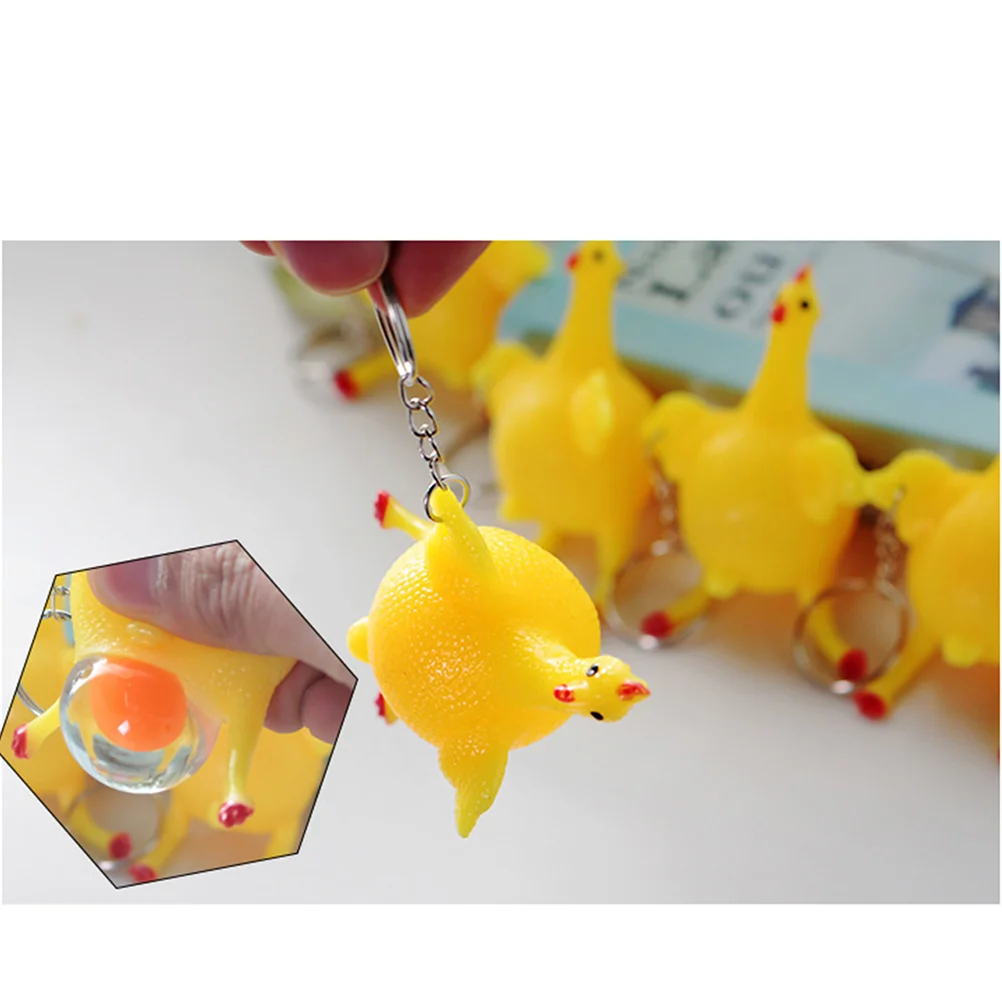 

Stress Toys Relief Vent Tricky Toys Squeeze Chicken Laying Egg Key Chain