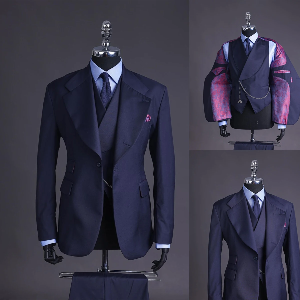 

Classic Wedding Men Suits Tailor-Made Flat Tuxedo 3-Pieces Jacket Vest Pants Blazer Party Singer Groom Costume Made Hot Sale