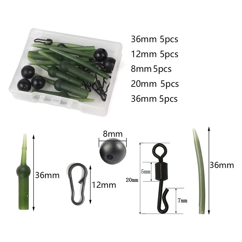 25Pcs Set Carp Fishing Fast Change Swivels Anti Tangle Sleeve Helicopter Rig Kit Rolling Swivels Portable Fishing Accessories
25Pcs Set Carp Fishing Fast Change Swivels Anti Tangle Sleeve Helicopter Rig Kit Rolling Swivels Portable Fishing Accessories
