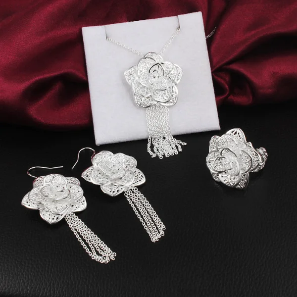 925 sterling silver wedding retro woman 45CM 18inch Necklace Earring open Ring fashion fine jewelry Set Christmas gift
925 sterling silver wedding retro woman 45CM 18inch Necklace Earring open Ring fashion fine jewelry Set Christmas gift