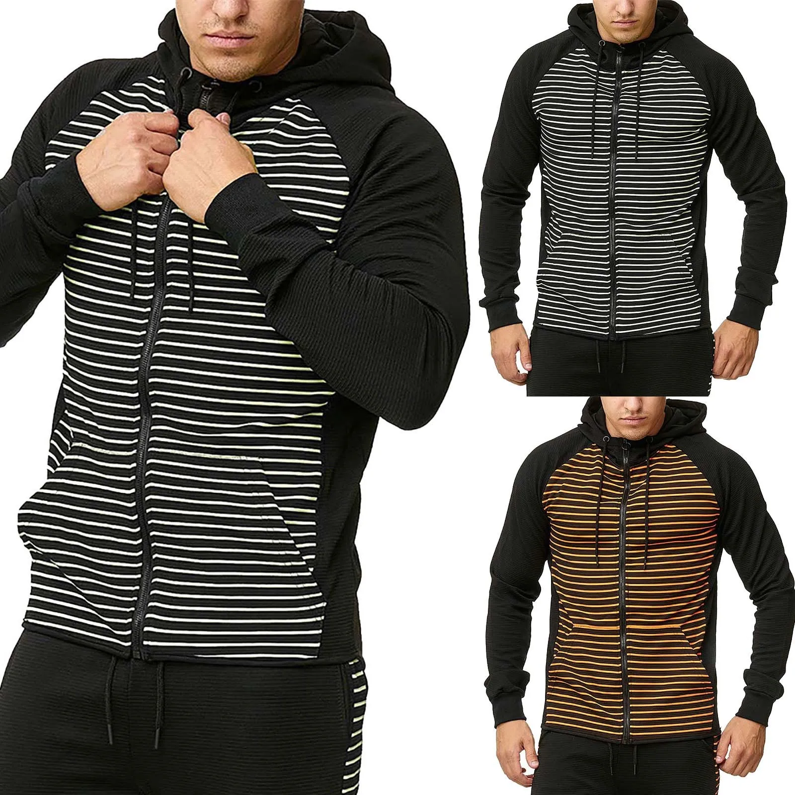 Mens Sports Striped Hoodie Matching Color Hoodie Zipper Cardigan Coat Hoodie Hiking Retro American Hip Hop 
Mens Sports Striped Hoodie Matching Color Hoodie Zipper Cardigan Coat Hoodie Hiking Retro American Hip Hop