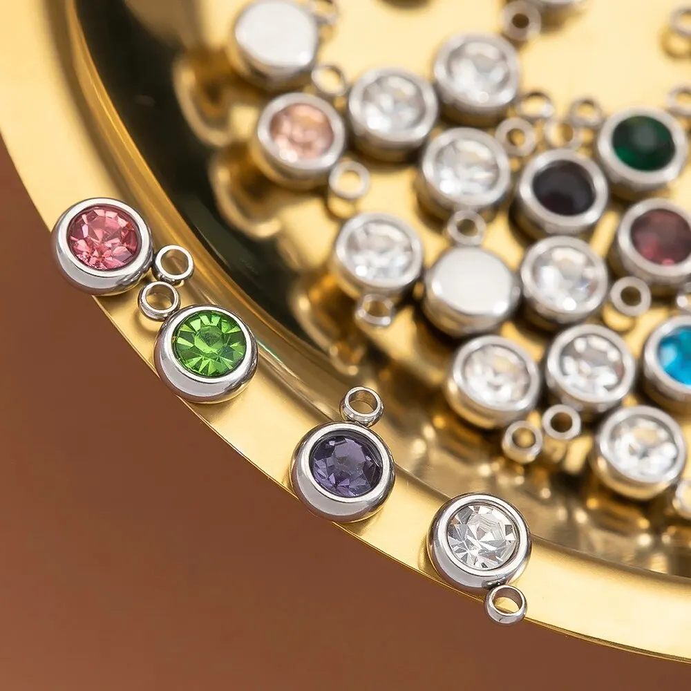 20pcs Mixed Color Stainless Steel Rhinestone Bead Charms 6mm Small Crystal Pendant for Women DIY Jewelry Necklace Bracelet Maing 20pcs Mixed Color Stainless Steel Rhinestone Bead Charms 6mm Small Crystal Pendant for Women DIY Jewelry Necklace Bracelet Maing
