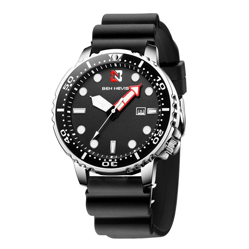 

BEN NEVIS Men Watches 30M Waterproof Quartz Movement Luxury Black Diving Water Ghost Style Wristwatch