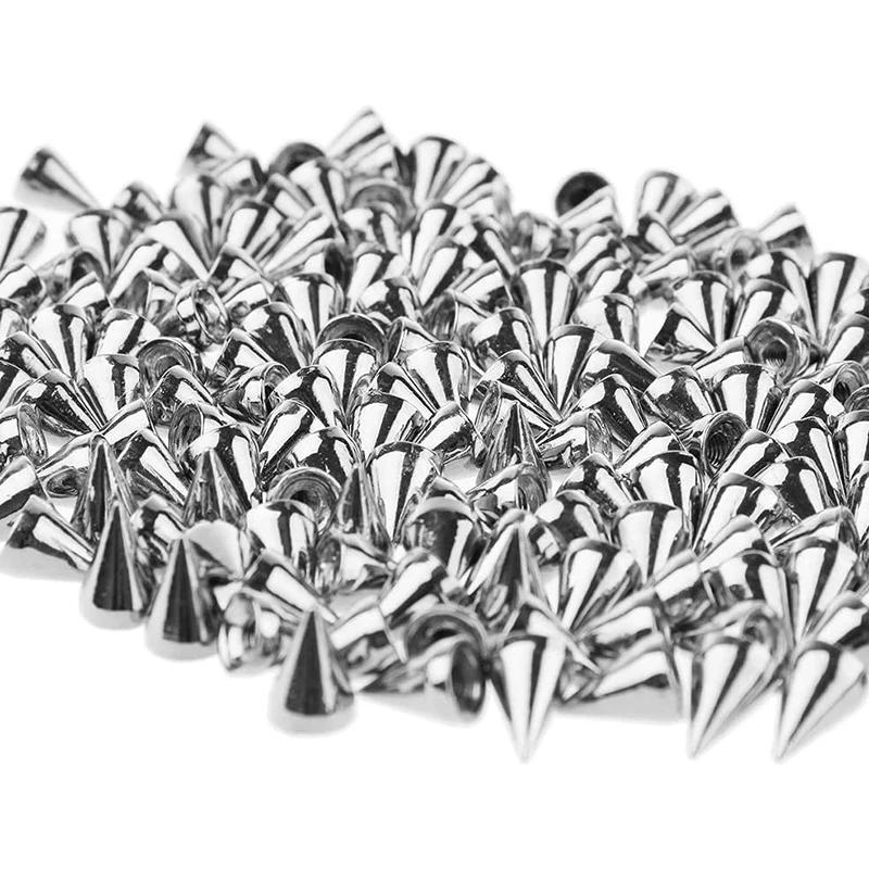 

HOT SALE 200 Sets/Pairs 9.5Mm Silver Cone Spikes Screwback Studs DIY Craft Cool Rivets Punk