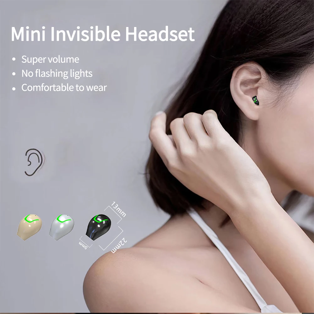 

Mini Invisible Headset Bluetooth 5.3 In-ear Earphones TWS Wireless Headphones ENC Noise Reduction HiFi Earbuds With Microphone