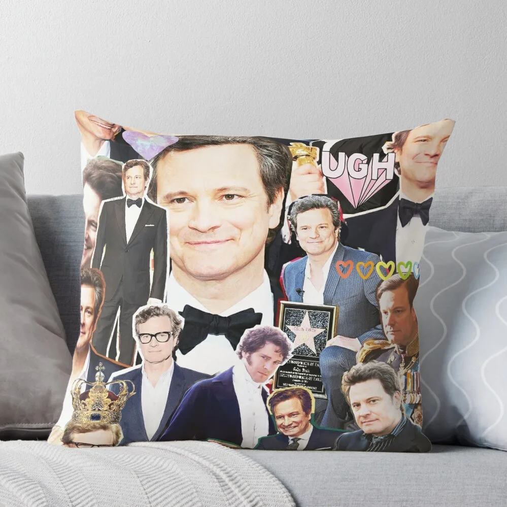 

colin firth collage Throw Pillow Pillow Cover Sofa Decorative Covers