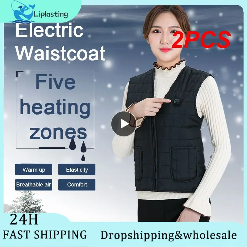 

2PCS Washable Heated Vest 5 Heating Zones USB Cold-Proof Waistcoat Infrared Electric Heating Vest Heated Clothing Winter Warmer