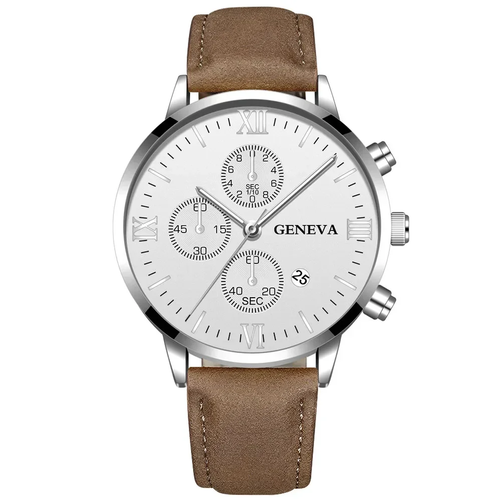 

Fashion Geneva Men Date Alloy Case Synthetic Leather Analog Quartz Sport Watch Male Clock Top Brand Luxury Relogio Masculino