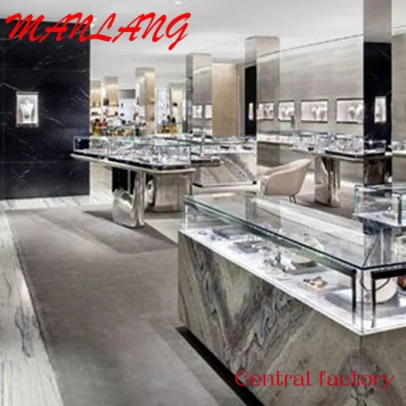 

CustomLuxury jeweller's store glass display showcase for sale jewelery display Cabinet jewels mall counter jewelry kiosk