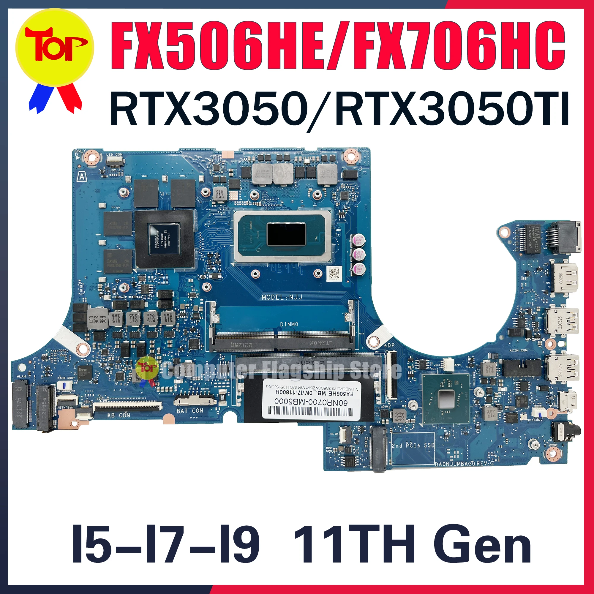 

KEFU FX506HE Laptop Motherboard For ASUS TUF F15 FX506HC FX506H FX506HCB FX706HC FX706HE FX706H I5 I7 I9 Mainboard 100% Working