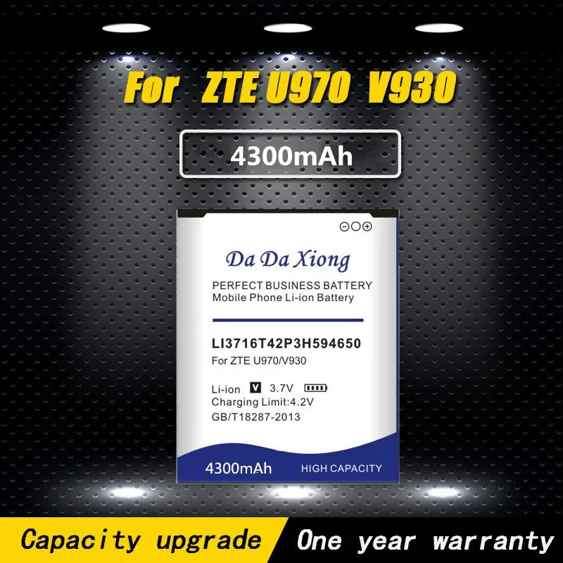 

DaDaXiong 4300mAh LI3716T42P3h594650 Battery for ZTE U970 v807 V930 U930 N970 V970 V889S V889M U795 phone Bateria
