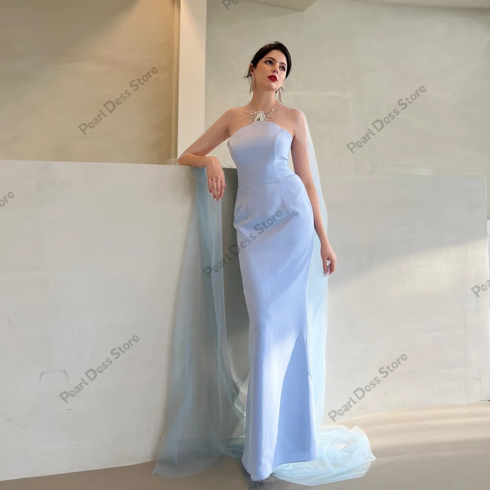 Elegant Strapless Mermaid Women's Dress Suitable for Special Events: Sky Blue and Floor Long Formal Prom Dresses in Two Styles 
Elegant Strapless Mermaid Women's Dress Suitable for Special Events: Sky Blue and Floor Long Formal Prom Dresses in Two Styles