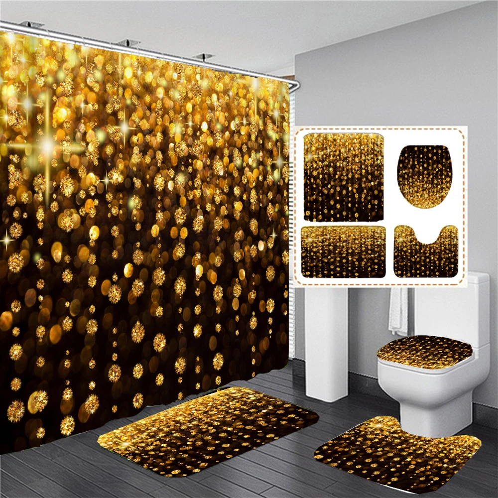 Flash Golden Marble Shower Curtains Shiny Decor for Bathroom Polyester Fabric Decorative Bath Screen Toilet Cover Carpet WC Sets
Flash Golden Marble Shower Curtains Shiny Decor for Bathroom Polyester Fabric Decorative Bath Screen Toilet Cover Carpet WC Sets