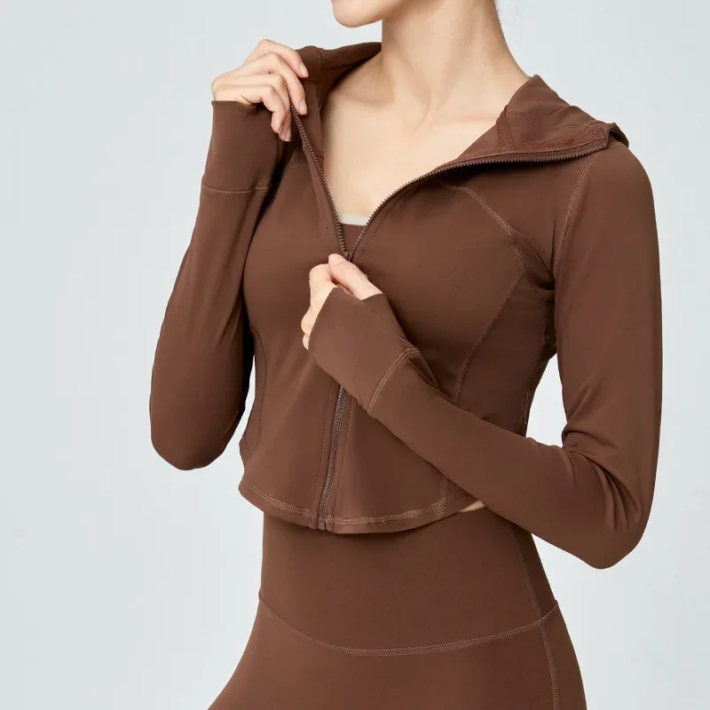 Al hooded cardigan yoga suit double layer breathable yoga jacket slimming running long sleeved top for women
Al hooded cardigan yoga suit double layer breathable yoga jacket slimming running long sleeved top for women
