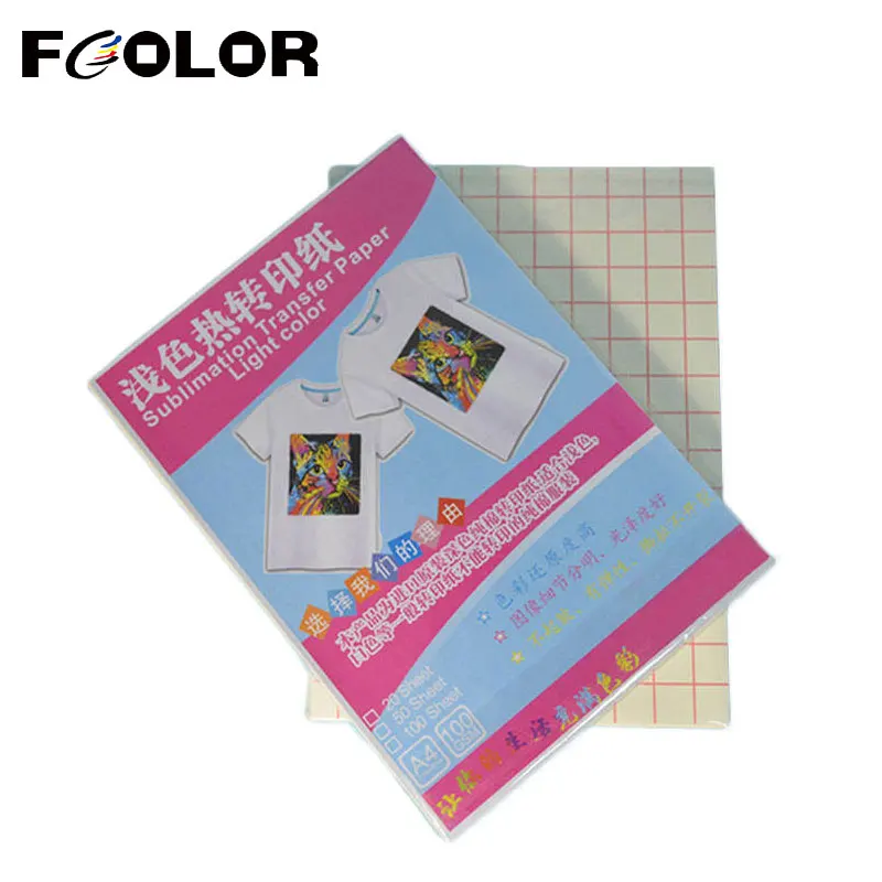 

Fcolor 100 Sheets A4 Light Cotton T-shirt Fabric Heat Transfer Paper For Inkjet Printer DIY Design Printing Sublimation Paper