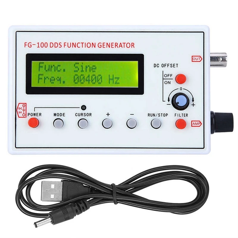 FG-100 DDS функциональный генератор сигналов, счетчик частоты 1 Гц-500 кГц, синусоидальный + квадратный + трехугловой волновой формы
FG-100 DDS функциональный генератор сигналов, счетчик частоты 1 Гц-500 кГц, синусоидальный + квадратный + трехугловой волновой формы