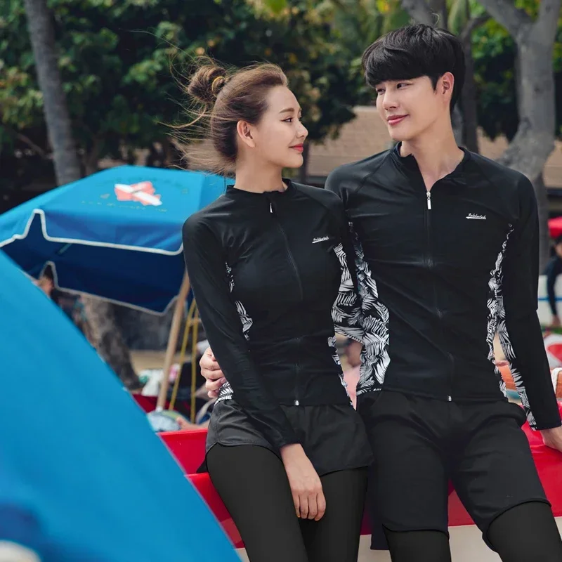 

Корейская парная спортивная одежда с принтом, купальник из двух частей с длинными рукавами, футболка для серфинга, раздельные брюки, костюм для подводного плавания на молнии, гидрокостюм для родителей