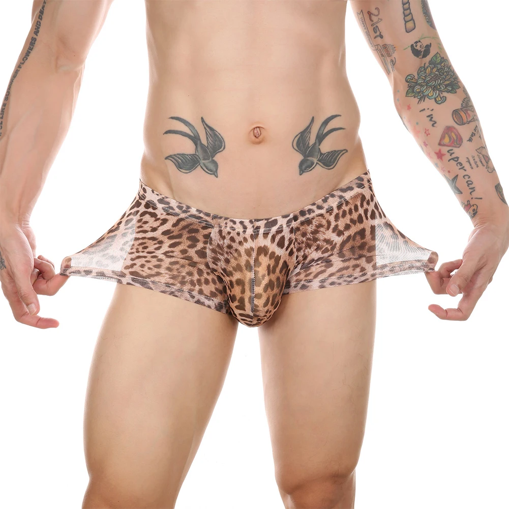 Mens Printed Leopard Boxer Briefs Sexy See Through Underwear Man Breathable Panties Male Cock Pouch Underpants Sheer Boxer Trunk
Mens Printed Leopard Boxer Briefs Sexy See Through Underwear Man Breathable Panties Male Cock Pouch Underpants Sheer Boxer Trunk