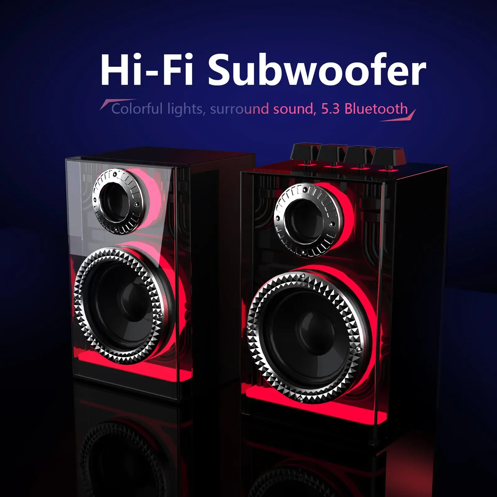 

Desktop Colorful Subwoofer Hi-fi Surround Sound Bluetooth Speaker Multifunctional 2.0 Channel Wireless Card Computer Loudspeaker