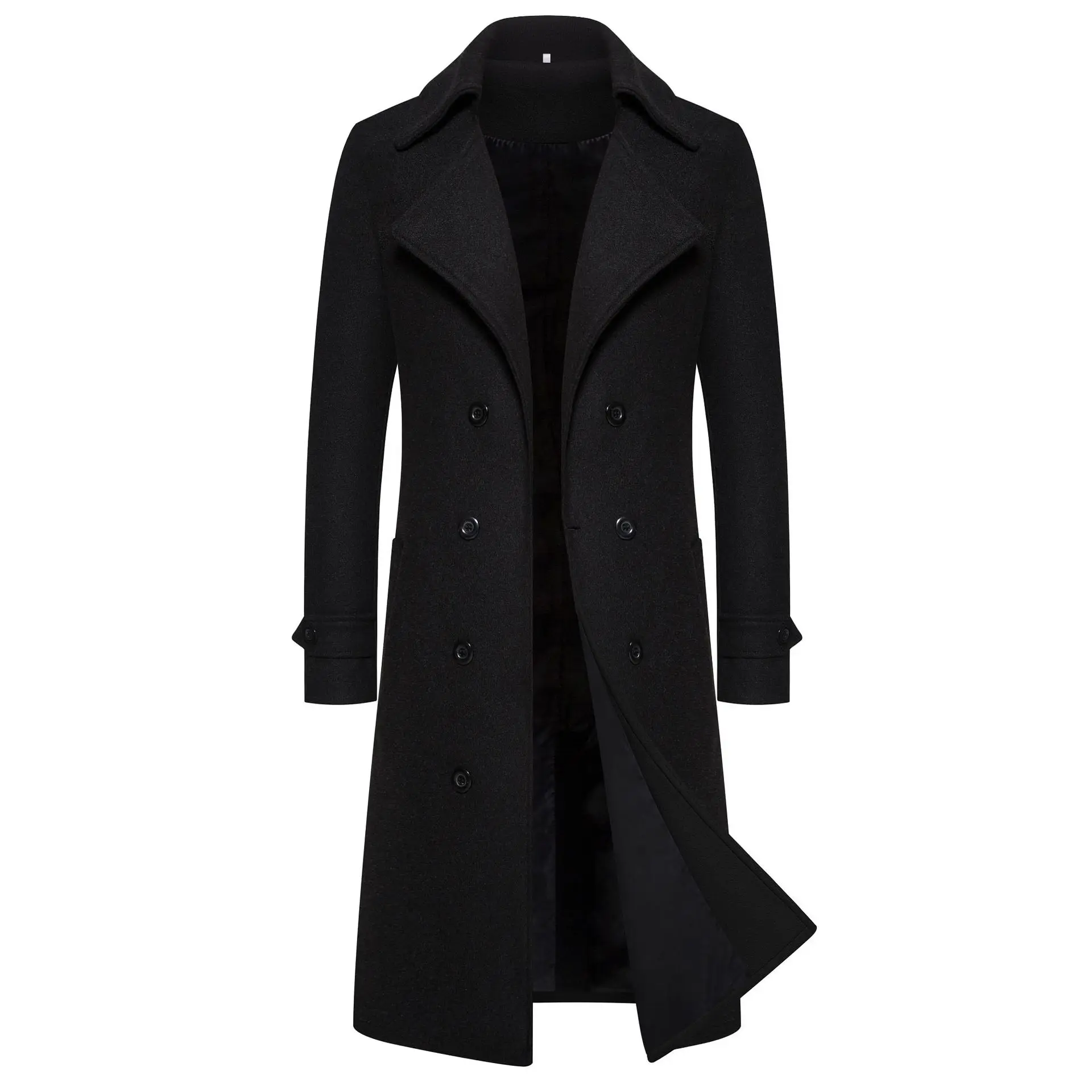 

2024 New Autumn and Winter Long Double-Breasted Trench Coat Fashion Trend Men's Woolen Coat Slim Tweed Coat Men's Wear