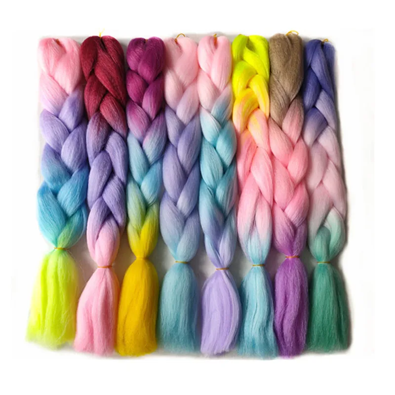 

crochet braid 5pcs Synthetic Jumbo Braids Hair Extension Neon Ombre African Root Braiding Attachment Candy Color Braids Bulk