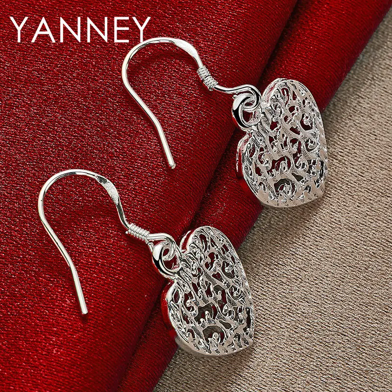 

New 925 Sterling Silver Delicate Heart Earrings For Women Girlfriends Fashion Charm Engagement Gift Jewelry Accessories