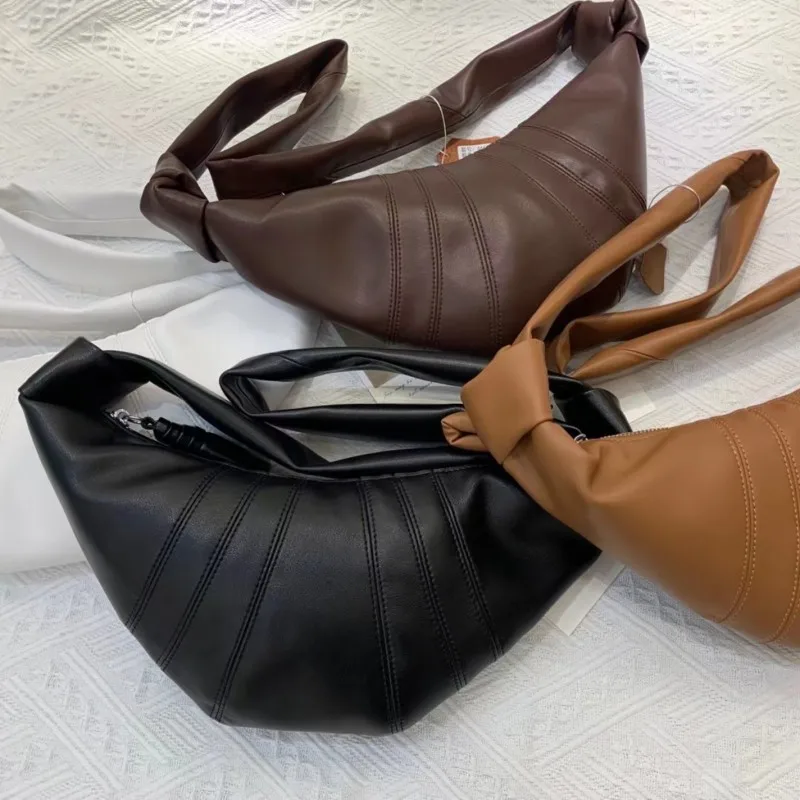

New Croissant Bag Shoulder Bag Diagonal Chest Bag Dumpling Bag niche Texture Leather Underarm Baguette Genuine Bags