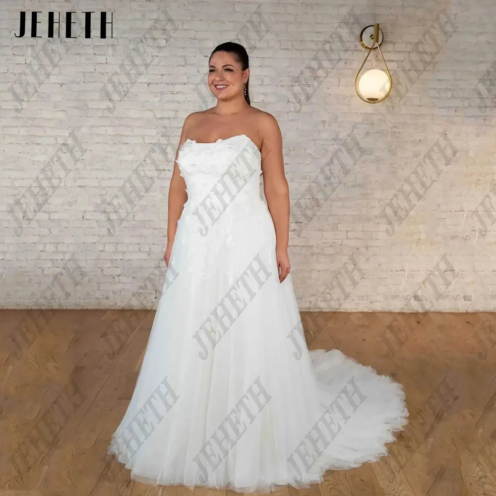 JEHETH Classic Wedding Dresses Plus Size Strapless Zipper Back Bride Gowns Applique A-Line Sleeveless Tulle vestidos de novia
JEHETH Classic Wedding Dresses Plus Size Strapless Zipper Back Bride Gowns Applique A-Line Sleeveless Tulle vestidos de novia