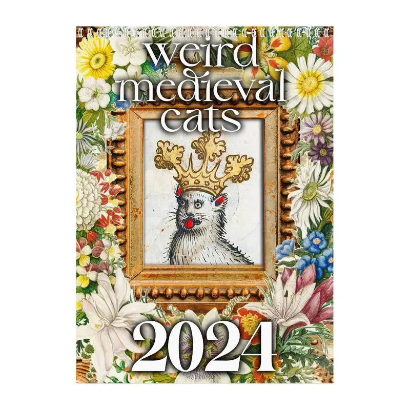 

Medieval Weird Cat Calendar 2024 Planning Calendar Creative Ugly Cat Renaissance Art Monthly Wall Calendar for Home decoration