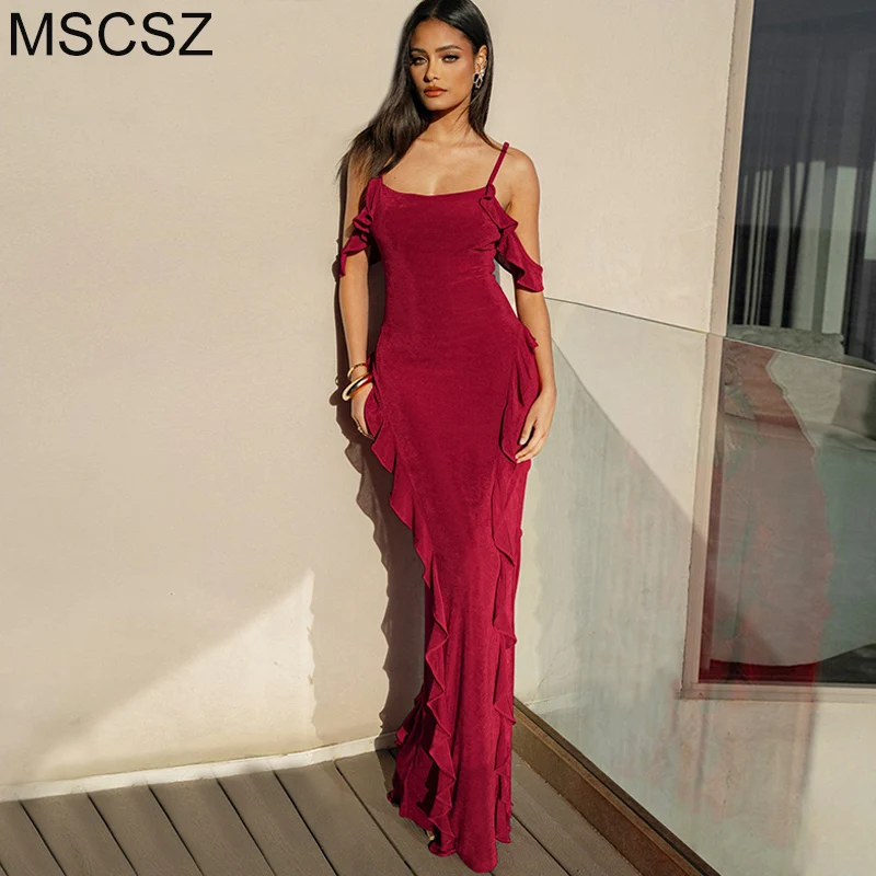 Off Shoulder Ruffle Long Dress Slim Sexy Backless Summer Beach Dress Woman 2024 Elegant Slip Maxi Dress Red Black
Off Shoulder Ruffle Long Dress Slim Sexy Backless Summer Beach Dress Woman 2024 Elegant Slip Maxi Dress Red Black