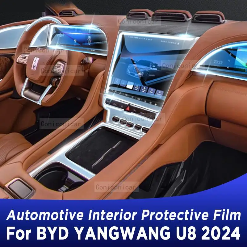 

For BYD YANGWANG U8 2024 Gearbox Panel Dashboard Navigation Automotive Interior Protective Film TPU Anti-Scratch Sticker