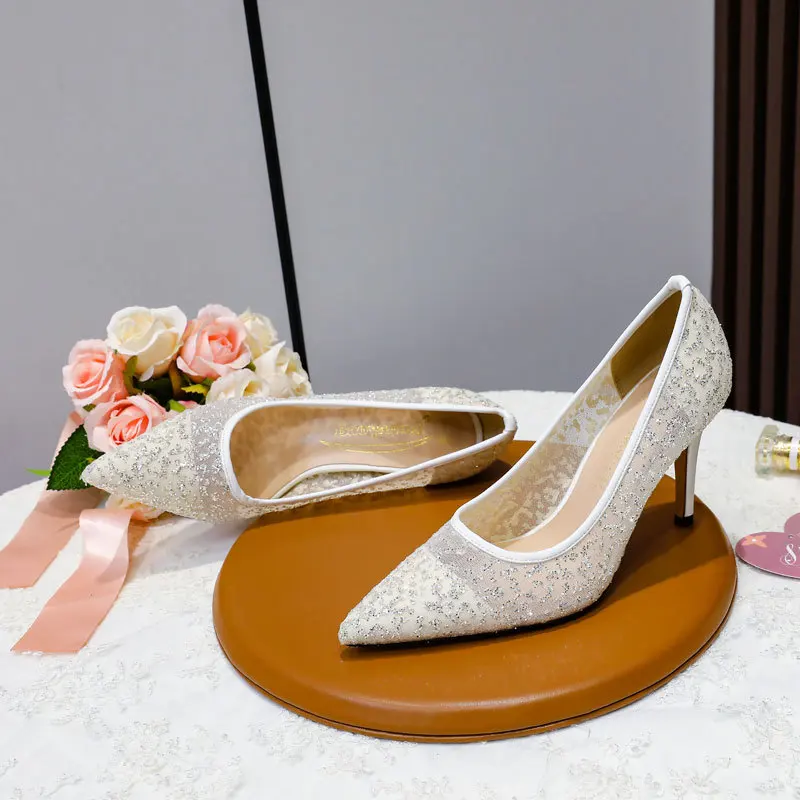 Туфли женские сетчатые с острым носком, заостренный носок, пайетки, тонкий высокий каблук, вечернее платье, универсальные сандалии, большие размеры, весна/лето 
Туфли женские сетчатые с острым носком, заостренный носок, пайетки, тонкий высокий каблук, вечернее платье, универсальные сандалии, большие размеры, весна/лето