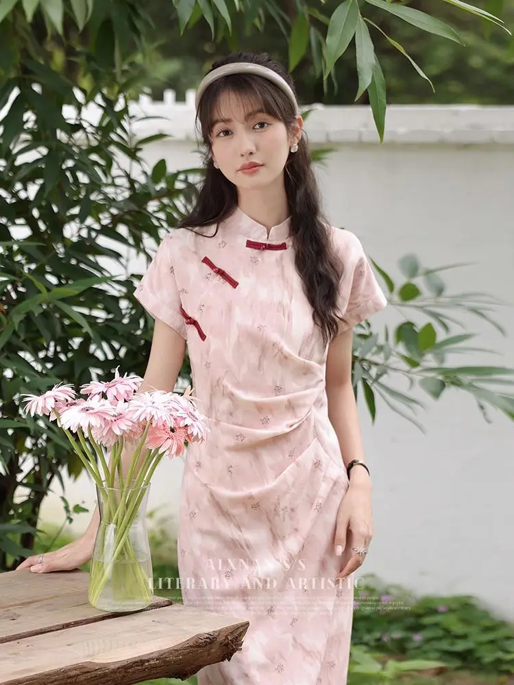 Classical Dance Skirt Cheongsam Qipao Dress Improved New Chinese Style Pink Dress For Women's Summer New Waistband Split
Classical Dance Skirt Cheongsam Qipao Dress Improved New Chinese Style Pink Dress For Women's Summer New Waistband Split