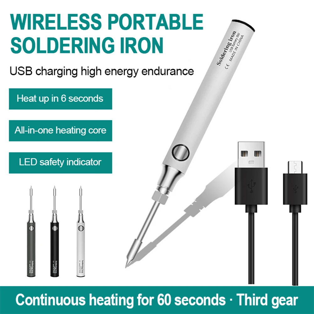 Cordless Soldering Iron Tool Pen USB 5V Soldering Iron Kit Electric Powered 3 Tips Kit Rechargeable and Temperature Adjustment
Cordless Soldering Iron Tool Pen USB 5V Soldering Iron Kit Electric Powered 3 Tips Kit Rechargeable and Temperature Adjustment