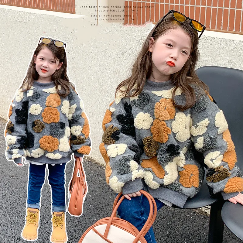 

Толстовки для мальчиков и девочек, свитшоты, хлопковые топы, 2023 г., теплый плотный бархатный пуловер для малышей на осень и зиму, детский пуловер, Cl