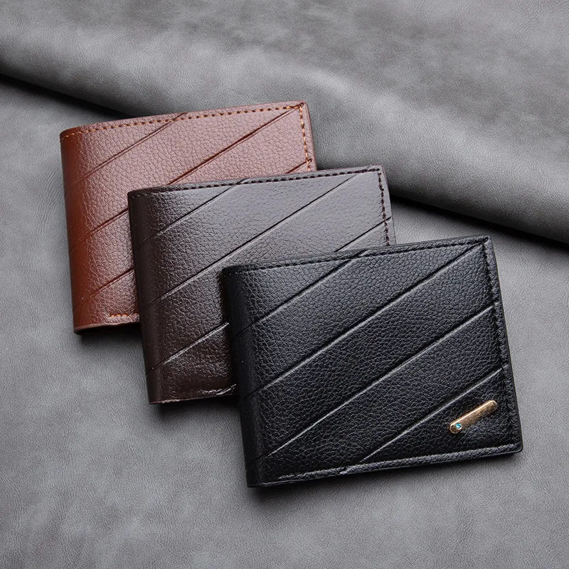 

Men's Anti-Theft Swiping Ultra-Thin Multi-Card-Slot Short Two Fold Horizontal Soft Leather Wallet Wholesale