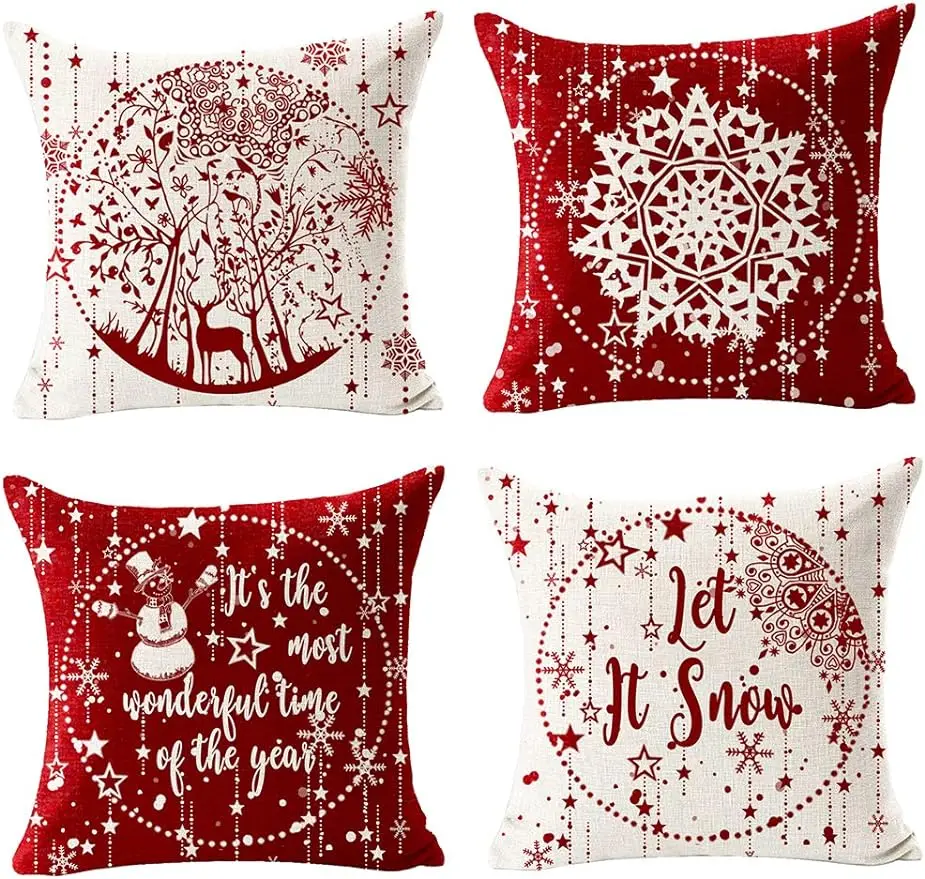Merry Winter Christmas Red Snowflake Ball Snow Deer with Tree Linen Pillowcase Cushion Cover Decorative Sofa Living Room
Merry Winter Christmas Red Snowflake Ball Snow Deer with Tree Linen Pillowcase Cushion Cover Decorative Sofa Living Room