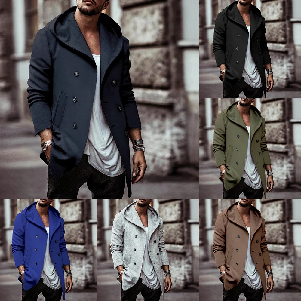 Mens Double Breasted Hooded Trench Coat Men Solid Color Jacket Winter Autumn Warm Outwear Business Overcoat Windbreaker
Mens Double Breasted Hooded Trench Coat Men Solid Color Jacket Winter Autumn Warm Outwear Business Overcoat Windbreaker