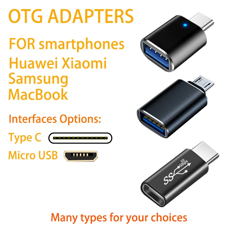 USB 3.0 to Type C OTG Adapters USBC Male to USBA Female Converter Micro 5Pin Connector for Samsung Xiaomi Huawei Macbook
USB 3.0 to Type C OTG Adapters USBC Male to USBA Female Converter Micro 5Pin Connector for Samsung Xiaomi Huawei Macbook