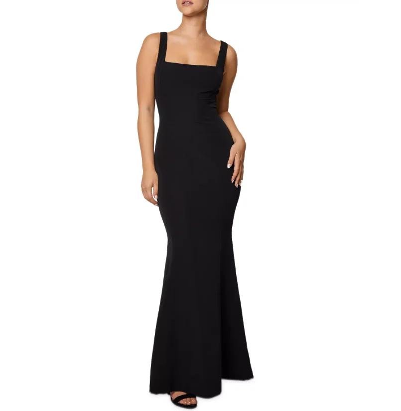Elegant Long Black Square Neck Evening Dress Mermaid Crepe Regular Straps Floor Length Prom Dress Robes de Soirée for Women
Elegant Long Black Square Neck Evening Dress Mermaid Crepe Regular Straps Floor Length Prom Dress Robes de Soirée for Women