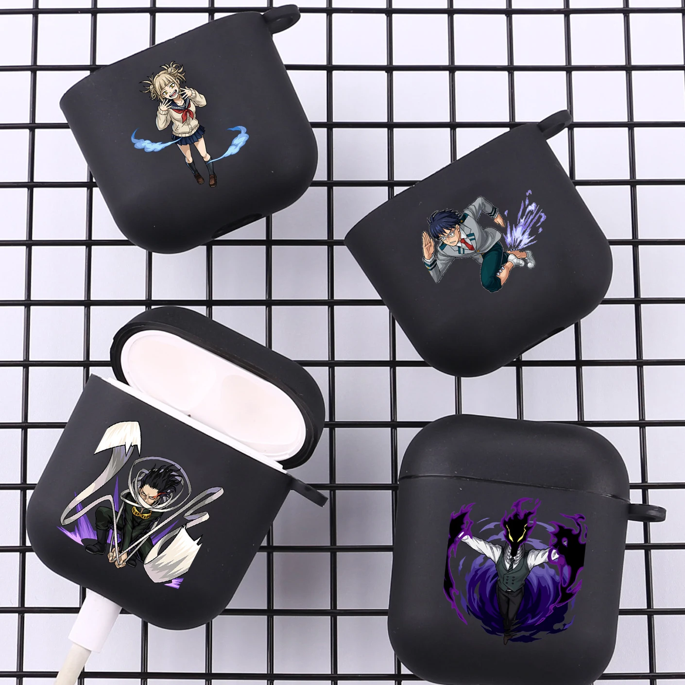 

Anime My Hero Academia With Hook Case For AirPods 2 3 1 Cases For Apple AirPods Pro 2 Coque Black TPU Soft Earphone Cover