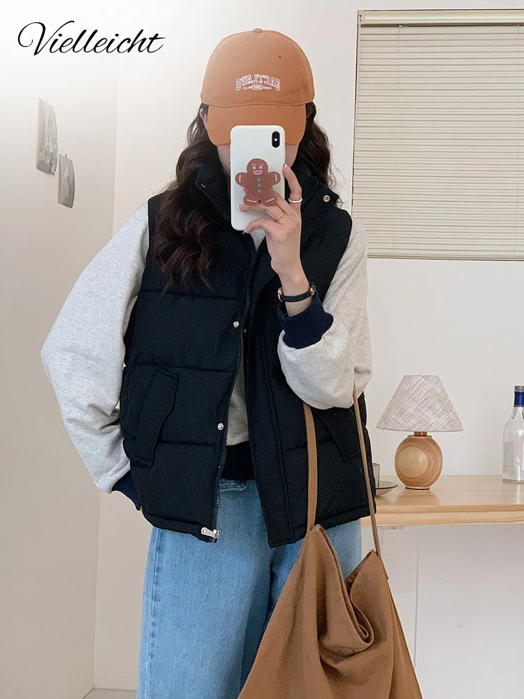Vielleicht Casual Autumn Winter Women's Puffer Vest Jacket Short Stand Collar Solid Color Zipper Cotton Padded Winter Waistcoat
Vielleicht Casual Autumn Winter Women's Puffer Vest Jacket Short Stand Collar Solid Color Zipper Cotton Padded Winter Waistcoat