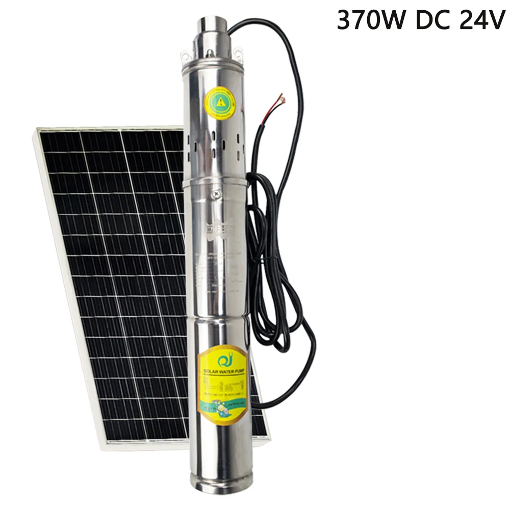 

370W 24V Solar DC Submersible Pump Stainless Steel Brushless Agricultural Irrigation Solar PV Deep Well Pump Max Flow 2T/H