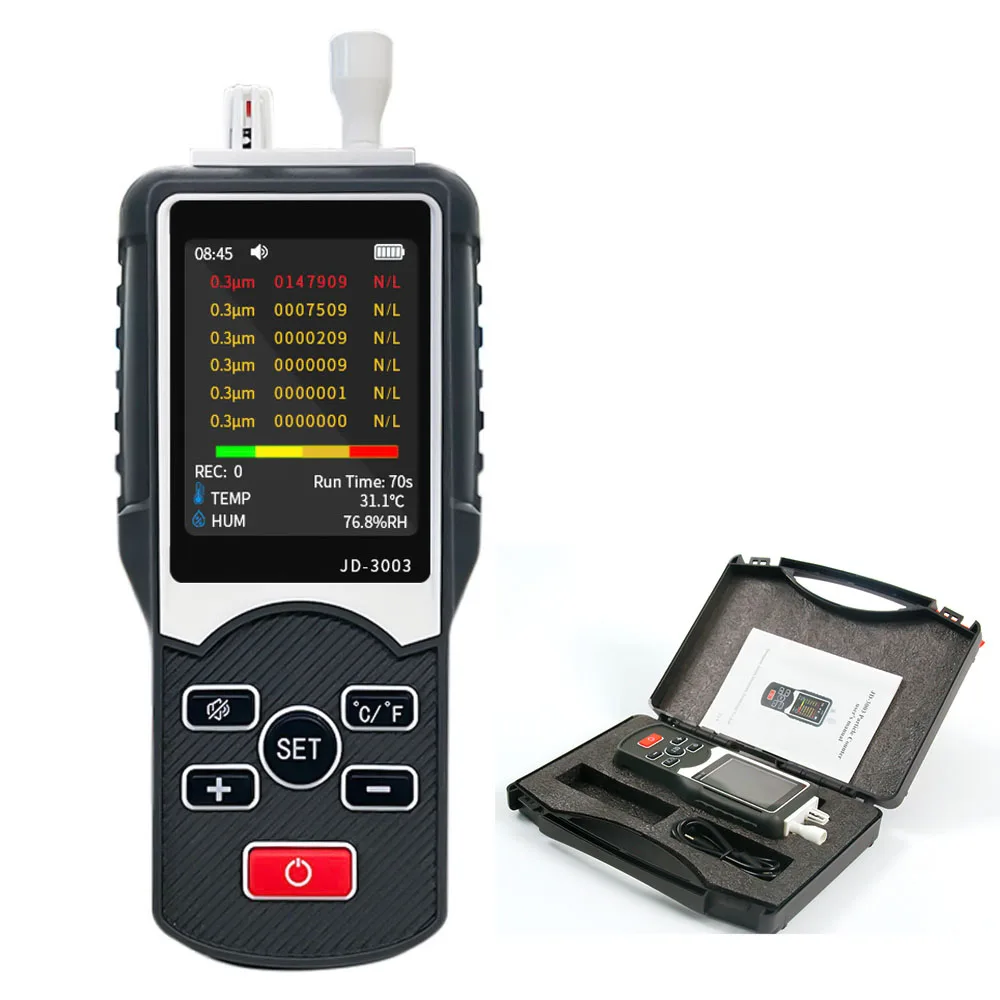 JD-3003 PM2.5 Detector 2.8 inch display Laser Particle Counter testing Instrument
JD-3003 PM2.5 Detector 2.8 inch display Laser Particle Counter testing Instrument