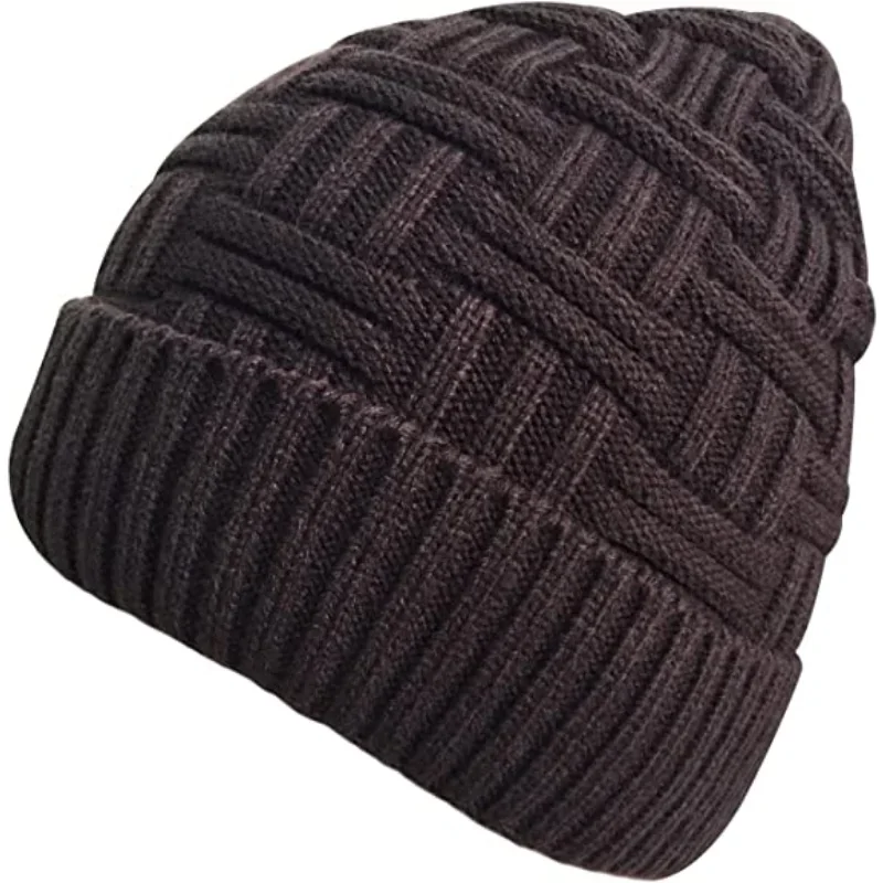

Новая зимняя шапка унисекс с флисовой подкладкой, вязаная теплая Шапка-бини, плотная мягкая эластичная шапка для мужчин и женщин, модные шапочки и бини
