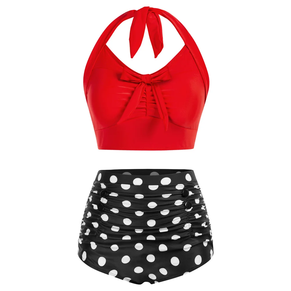BP Women's Swimming Suit Dots Printed Floral Bathing Suits Women Bikini Set Vintage Separated Swimwear V-Neck Halter Swim Suit
BP Women's Swimming Suit Dots Printed Floral Bathing Suits Women Bikini Set Vintage Separated Swimwear V-Neck Halter Swim Suit