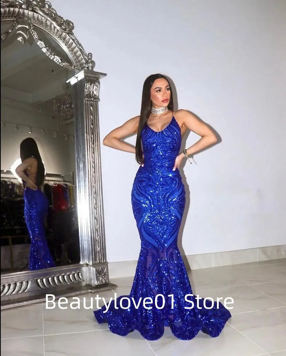 Royal Blue V-Neck Strap Elegant Long Prom Dress Luxury Sequins Temperament Fishtail Prom Dress Women's Formal Evening Dress2024
Royal Blue V-Neck Strap Elegant Long Prom Dress Luxury Sequins Temperament Fishtail Prom Dress Women's Formal Evening Dress2024