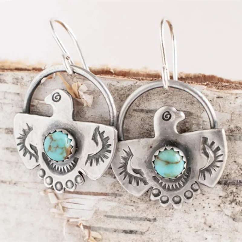 Boho Metal Hand Carved Eagle Earrings Set with Turquoise Hook Drop Earrings for Women
Boho Metal Hand Carved Eagle Earrings Set with Turquoise Hook Drop Earrings for Women