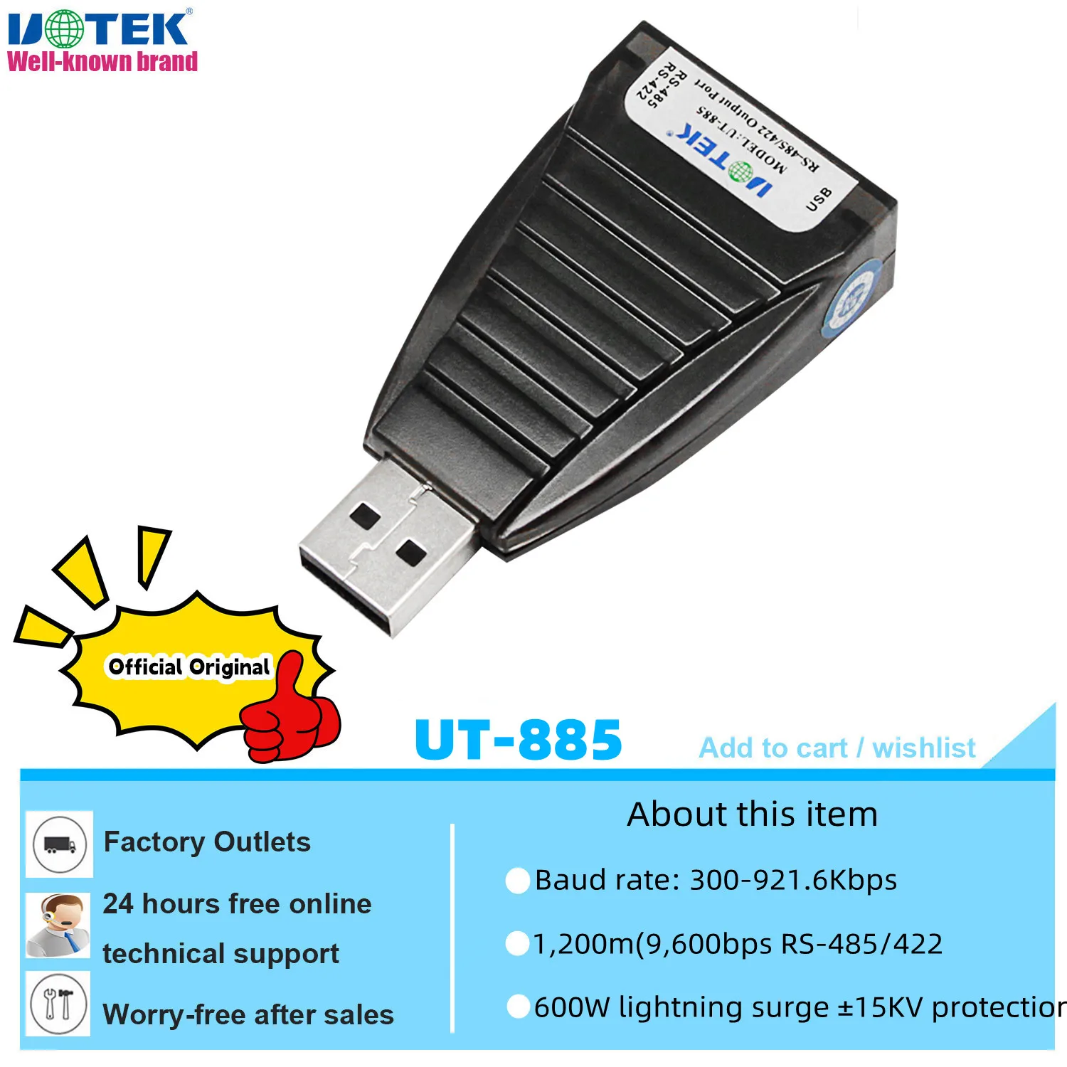 UOTEK от USB до RS-485, конвертер RS 485 422 Φ RS485 RS422, последовательный адаптер, полный полудуплексный, Защита от всплесков
UOTEK от USB до RS-485, конвертер RS 485 422 Φ RS485 RS422, последовательный адаптер, полный полудуплексный, Защита от всплесков